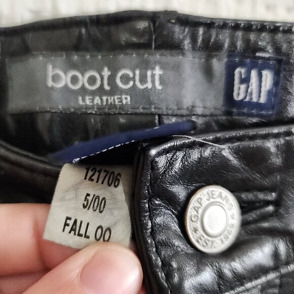 Vintage Y2K Gap 100% Leather Boot Cut Black Pants Size 2 - Picture 15 of 16